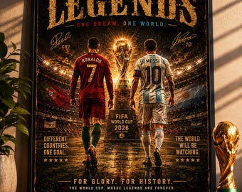 Messi Ronaldo 2026 World Cup Legends PNG, Soccer Fan Art (Digital Download)