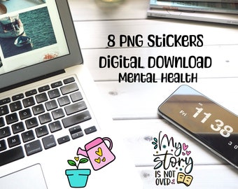Inspirational quotes PNG bundle, Printable Stickers, Motivational Quotes, Positive Affirmations, Self-Care, Mental Health,
