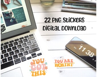 Printable Stickers with Self Love quotes Faith- PNG bundle. Inspirational quotes  Motivational Quotes, Positive Affirmations, Self-Care,