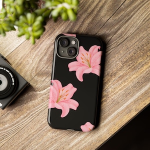 Pink White Lily iPhone Case, Lillies Phone Case | iPhone 15, 14, 13, 12, 11, SE, X, XR, XS Max, 15 Pro Max, cover, Samsung Galaxy S20, S24