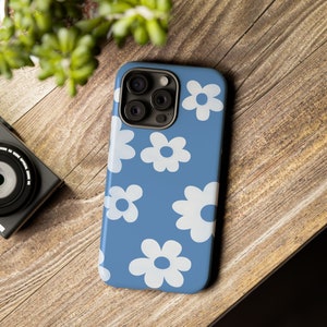 Blue Phone Case White Blue iPhone Case Daisy Phone Case | iPhone 15, 14, 13, 12, 11, SE, X, Max, 15 Pro Max, cover, Samsung Galaxy S20, S24