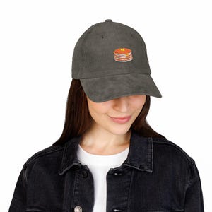 I love Pancakes Embroidered Pancakes Corduroy Cap, Pancake Embroidered Hat Snack Cap Dad Hat