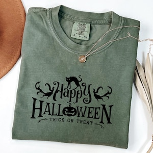 Comfort Colors® I Witch Silhouette Halloween Tee, Simple Spooky Shirt, Black Witch Flying Tee, Minimalist Halloween Costume Top