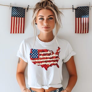 Chemise carte coeur des États-Unis Comfort Colors® I, t-shirt 4 juillet, t-shirt de l'Amérique patriotique, haut fête de l'indépendance, chemise carte rouge blanc bleu