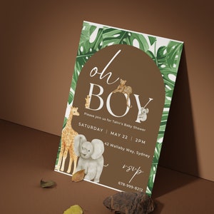 Oh Boy- Safari baby boy invitation