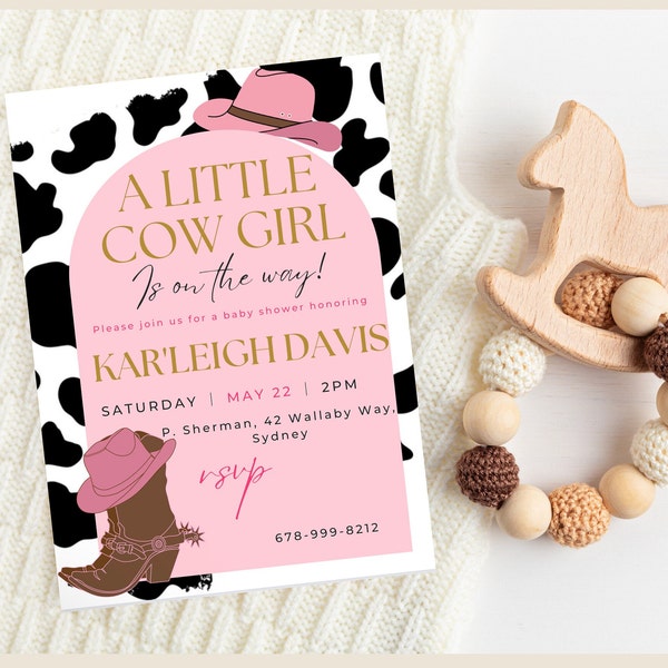 A Little CowGirl Is on the Way- Cowgirl Baby Shower invitation template