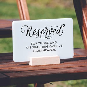 Reserved from Heaven sign - Reserved wedding sign, Wedding Memorial sign, Reserved seat sign, wedding chair, In loving memory sign