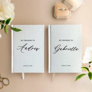 Linen Vow Books, Set of 2 - Personalized custom names and date - Wedding Hardcover Vow Book, His and her vows, Bridal shower gift