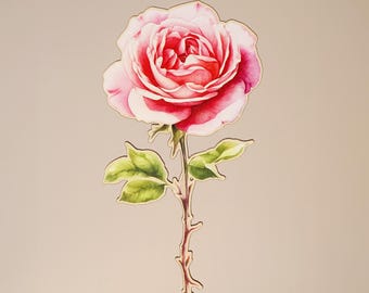 Wooden Rose - Birth month flower, June birth flower, Personalized wooden flower, Custom names bouquet, Birthday gift