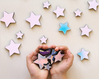 Glow in Dark Wooden Stars - Wooden Wall Stars, Glowing stars, Celestial decor girl bedroom, Hanging stars, Toddler room, Custom name sign