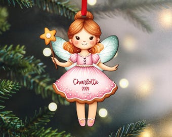 Fairy Ornament Personalized  - Christmas ornament with Custom Name, Christmas Tree Fairy Decor for Toddler, Wooden ornament, 2025 New Year