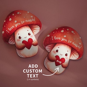 I love you so mush Adorable love ornament for Valentine's day, Personalized wooden Card, Valentine's gift, Unique gift, Mushroom ornament image 3