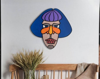3D Wooden Wall Art | Abstract Face Mask, Modern Decor