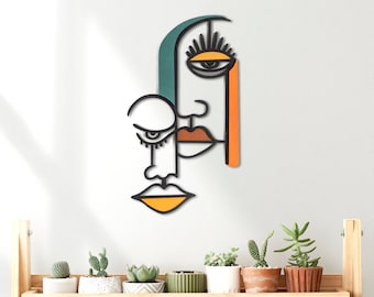 Wooden hanging art, modern, colorful and unique home and office decor. Artist-designed abstract contemporary artwork.