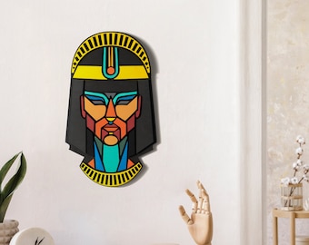 3D Wooden Cleopatra Wall Art | Abstract Face, Modern Home Decor