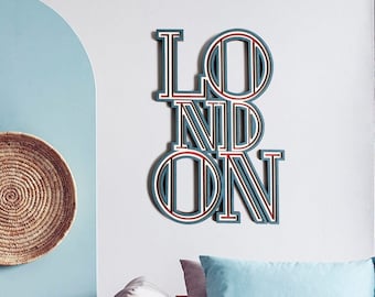 Layered Wood 'LONDON' Wall Art | Handmade Home Decor
