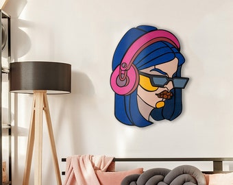 Handmade 3D Wooden Face Wall Art | Modern Pop Art Decor