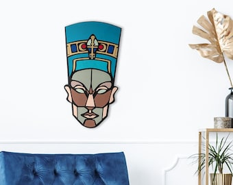 Nefertiti Wooden Wall Art | Abstract Face, Modern Home Decor