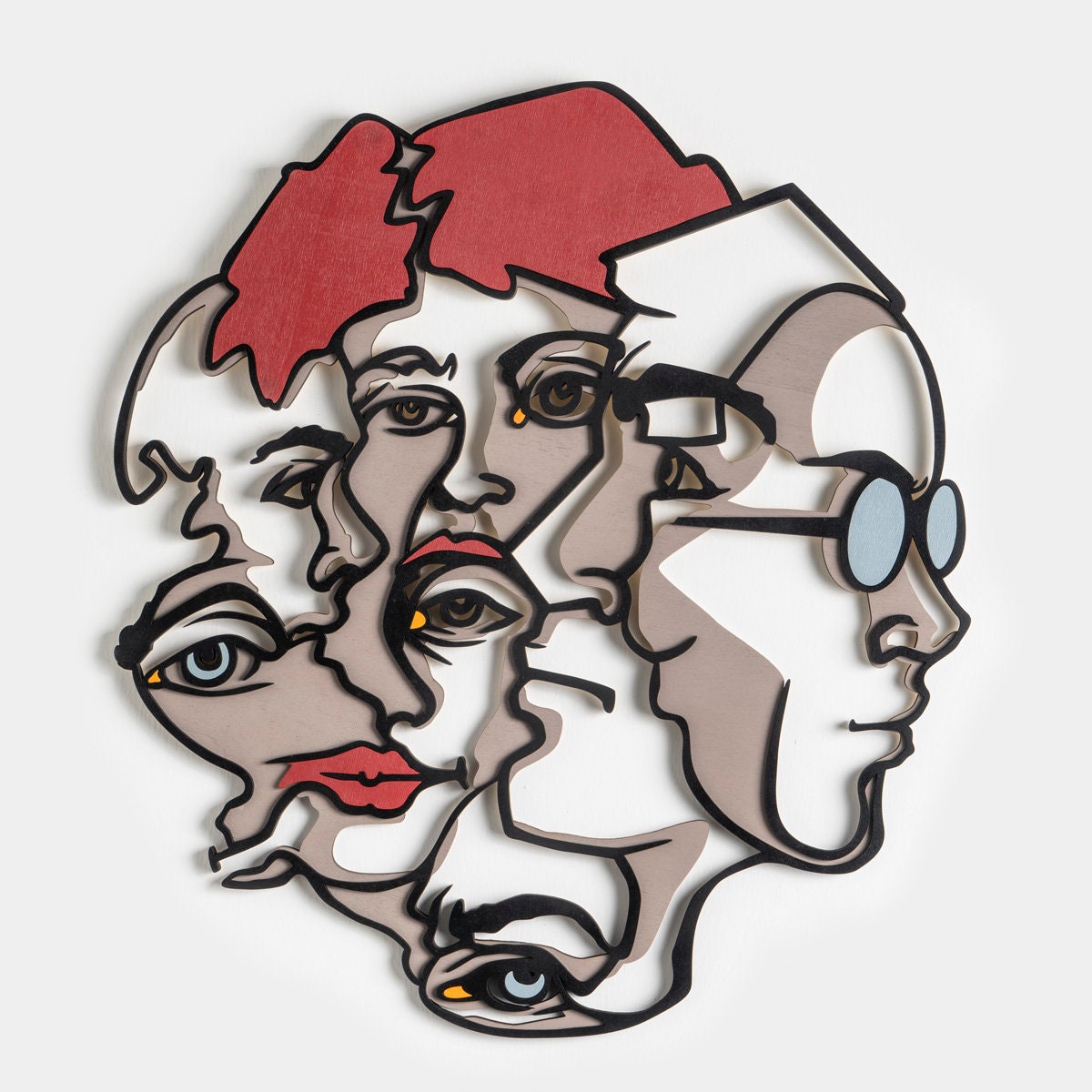 Wooden Decorative Wall Art Abstract Face Hanging Art for Home and