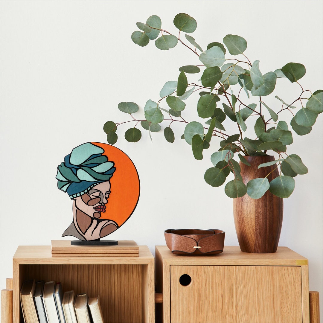 Abstract Faces Stand Abstract Face Wooden Standing Art | Colorful Modern Decor - Etsy