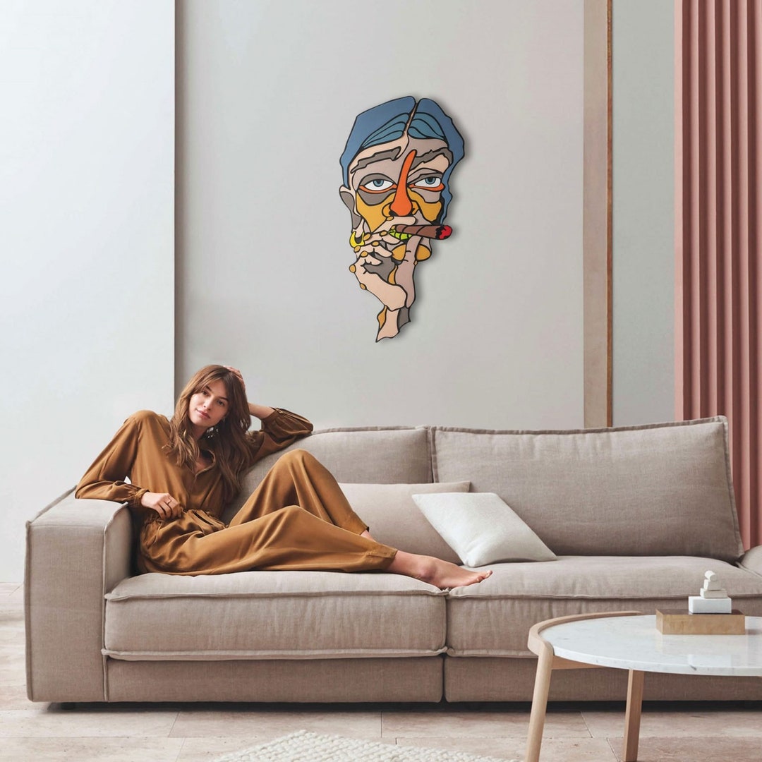 Wooden Hanging Art Modern Colorful and Unique Home and Etsy