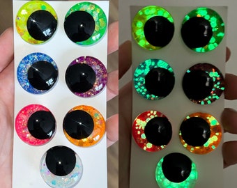 Glow in the Dark Collection - Hand-painted safety eyes, amigurumi, crochet, sinker, toy