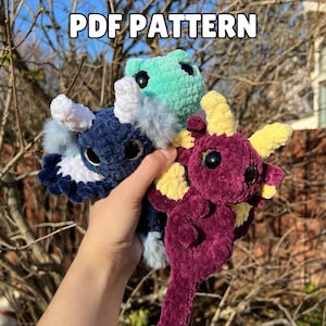 3-in-1 Mini Dragon Series / PDF Pattern / crochet, amigurumi, beginner, mythical creature, axolotl, frog