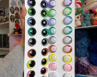Sparkle Collection - Hand-painted safety eyes, amigurumi, crochet, sinker, toy