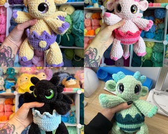 Draghi d'uovo / PELUCHE / uncinetto, amigurumi, peluche, giocattolo imbottito
