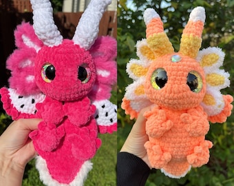Aurora the Axolotl Dragon / PDF Pattern / crochet, amigurumi, beginner, mythical creature