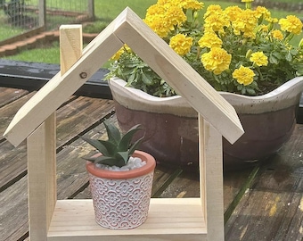 Pine House Shelf With Chimney, Unfinished Or Painted, Single Or Sets