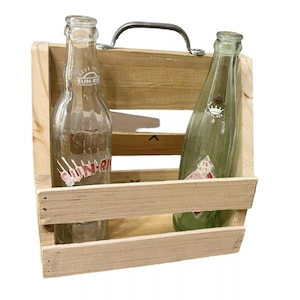 Soda Crate Hand-Crafted Pine Product Wooden Crate Box -with Soda Bottles Vintage