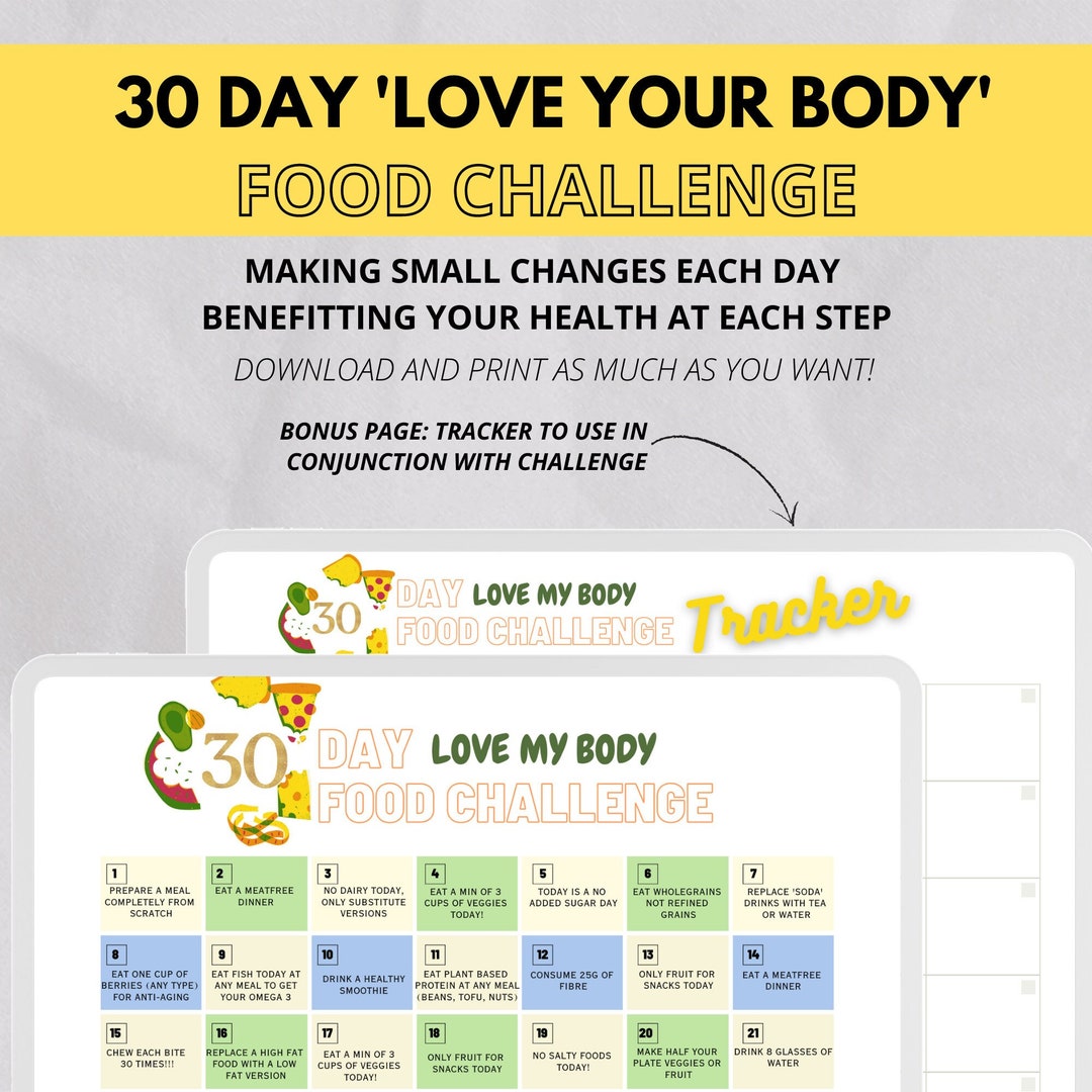 30 Day Food Challenge for Beginners Healthy Eating Chart - Etsy