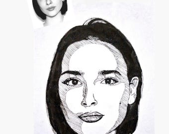Retrato personalizado a partir de una foto: regalo personalizado, dibujado a mano