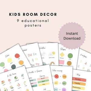 Educational Downloadable Prints Homeschool Learning Posters for Toddlers Montessori Pre-K Classroom Decor ABC Poster Colorful Kids Room Art
