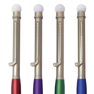 Ensembles de stylos chef-d'oeuvre de golf primés, clip de golf en trois dimensions, laiton massif, finition nickel ultra satiné, emballage Pochette en velours.