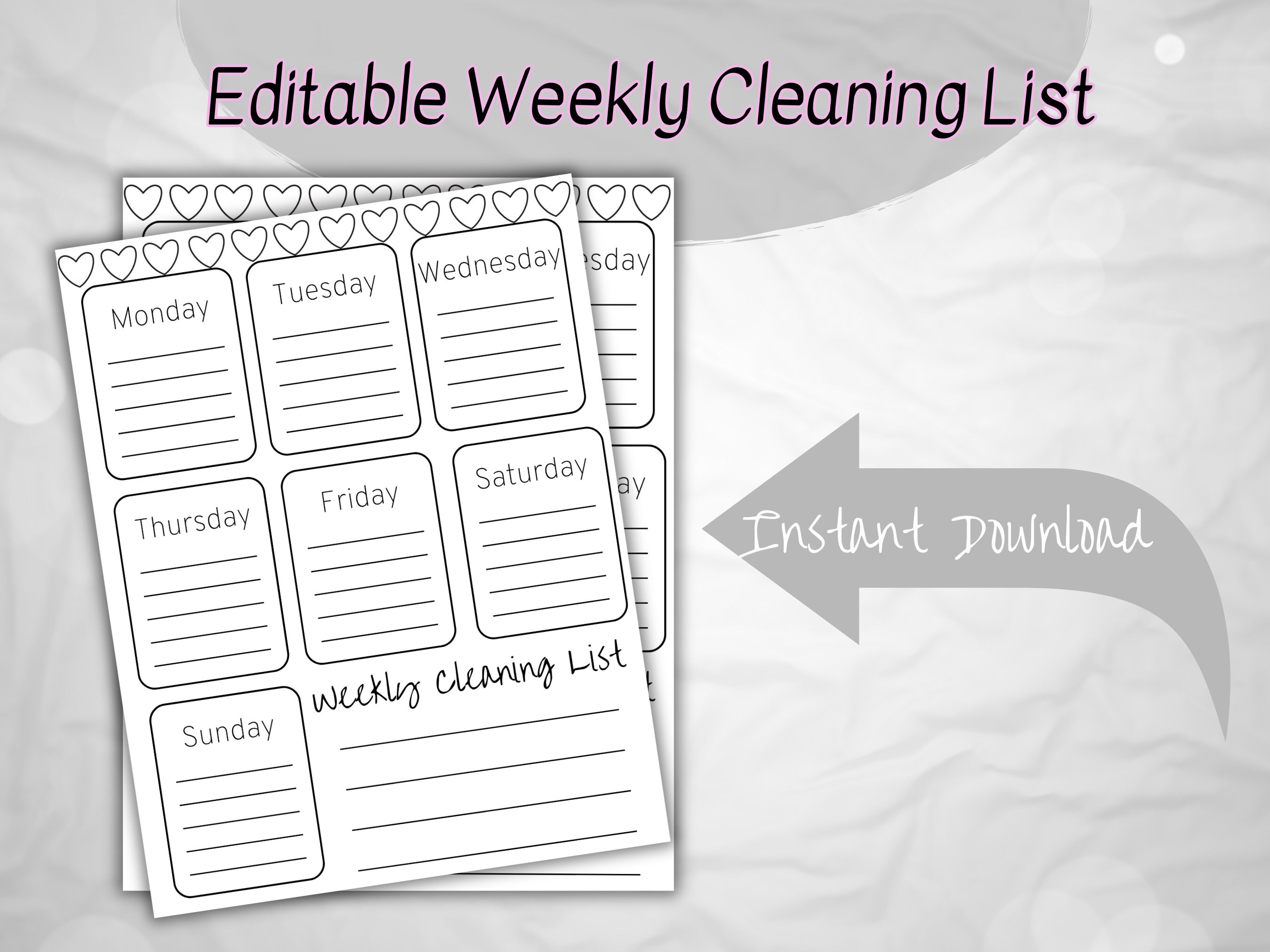 Weekly Schedule Cleaning Checklist Editable Template - Etsy