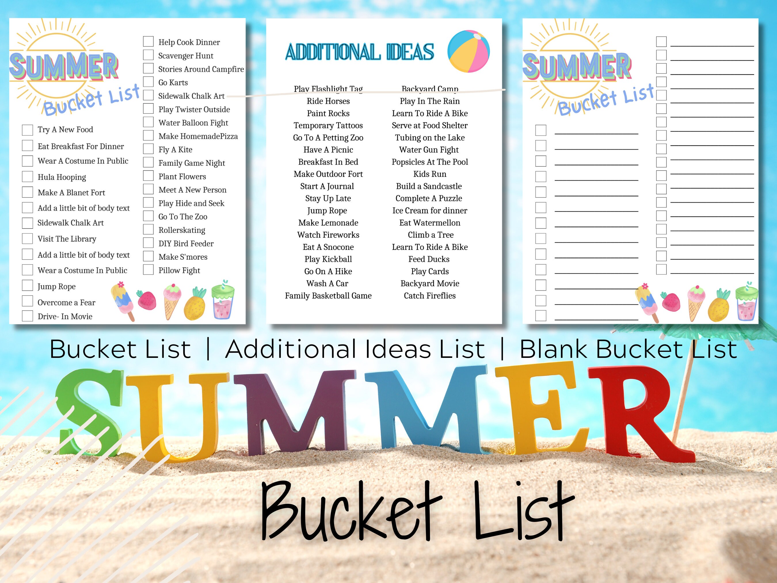Summer Bucket List for Kids and Families Printable | Summer Activities ...
