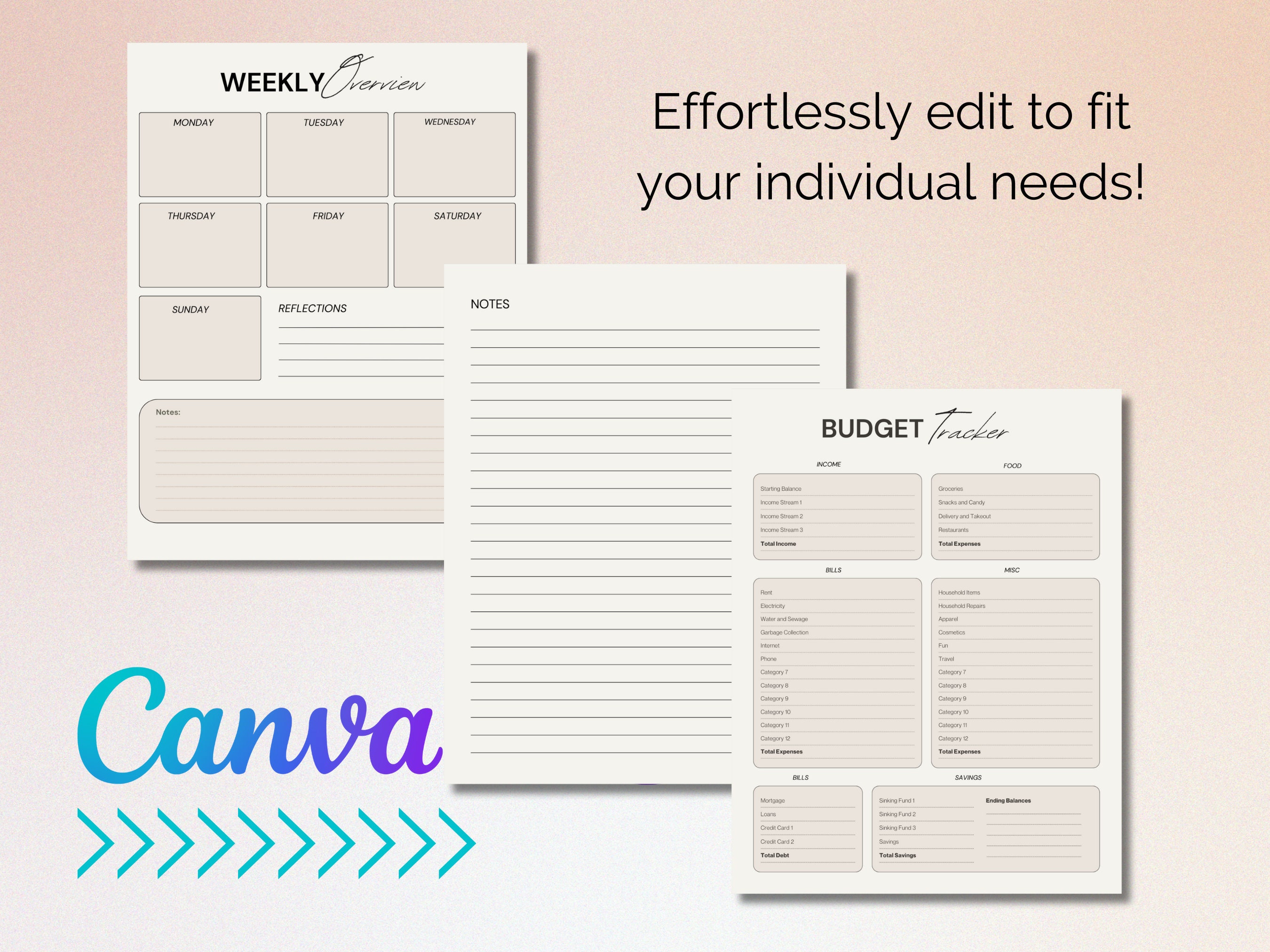 5 Page Daily Journal Digital Template Printable | Elevate Journaling - Etsy