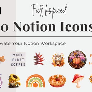 40 Notion Icons | Fall Inspired Notion Planner Icons | Desktop Icons | Notion Customization