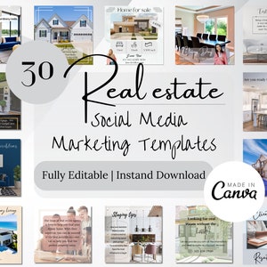 Real Estate Social Media Templates | Realtor Marketing |  Easily Editable in Canva
