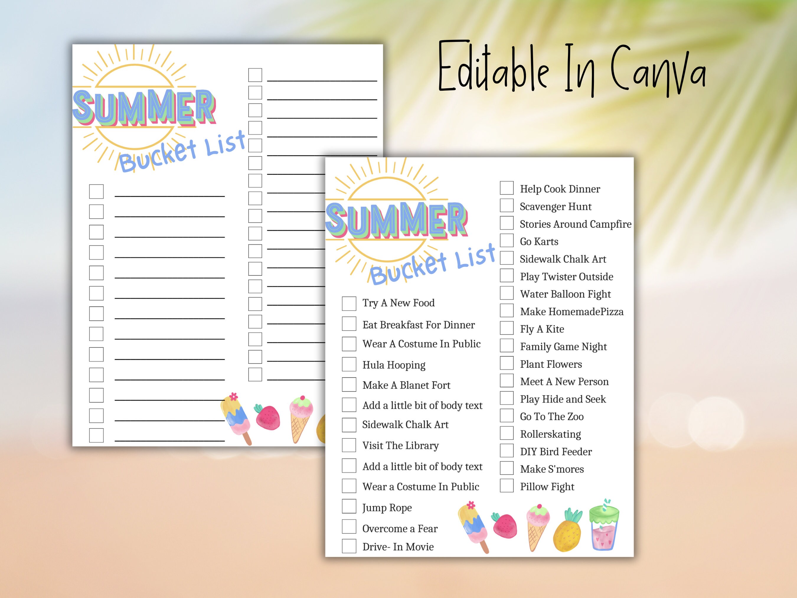 Summer Bucket List for Kids and Families Printable | Summer Activities ...