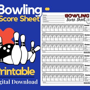 Bowling Score Bogen zum ausdrucken | Verfolgen Sie Ihr Spiel mit Leichtigkeit | Perfekt für Ligen, Partys und den persönlichen Gebrauch