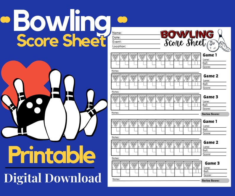 Printable Bowling Score Sheet Track Your Game With Ease Perfect for Printable Bowling Score Sheet Track Your Game With Ease Perfect for