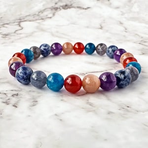 Weight Loss Support Crystal Bead Bracelet for Wellness and Motivation, 8mm Round beads on an elastic band, healing crystal jewelry