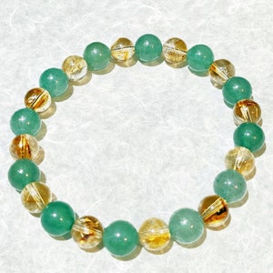 Green Aventurine & Citrine Crystal Bead Bracelet: Natural Healing Energy