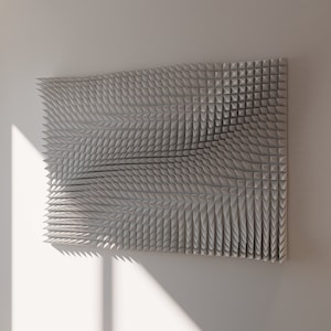 Elegant White 3D Printed Wall Art - Contemporary Geometric Spike Mesh Design - 3D Abstract Sculpture