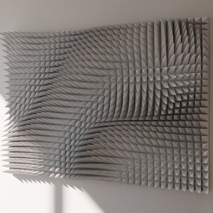 3D Printed Wall Art - White Abstract Home Decor.- Elegant Parametric Spike Wall Panel - 3D Printed Sculpture