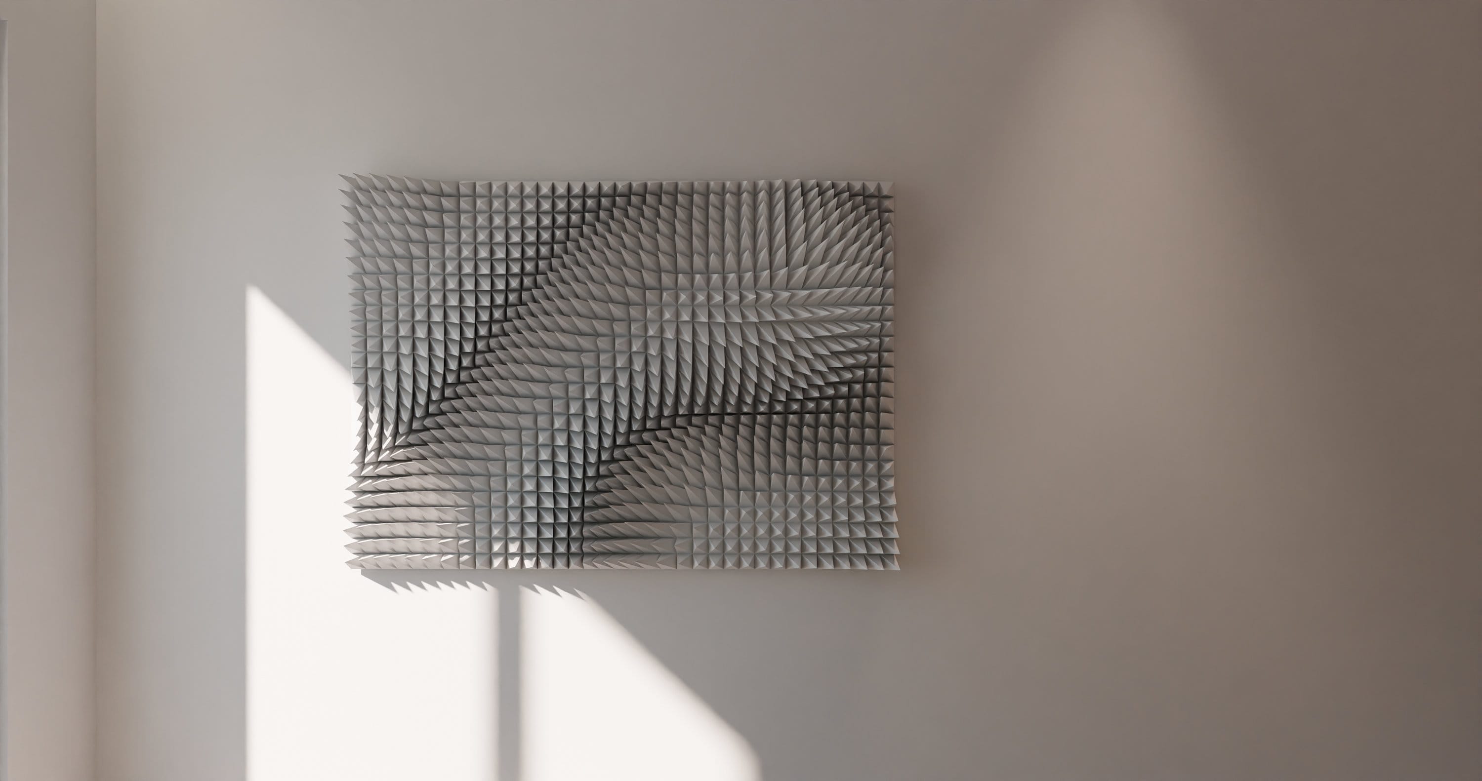 3D Printed Wall Art - White Abstract Home Decor.- Elegant Parametric Spike Wall Panel - 3D Printed Sculpture