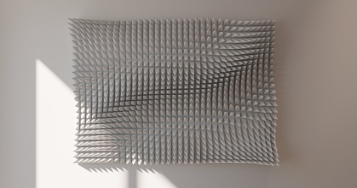 Elegant White 3D Printed Wall Art - Contemporary Geometric Spike Mesh ...